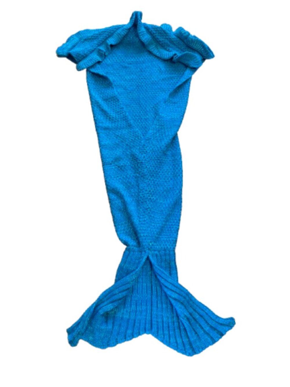 Mermaid Tail Blanket Adult Size Blue Knit Crochet Snuggle Sleeping Lap Blanket